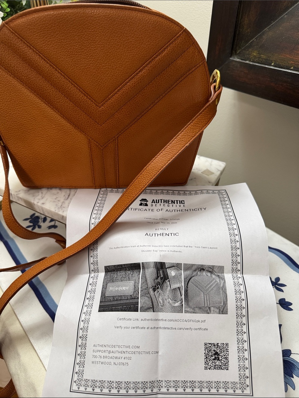 Yves Saint Laurent Women's Tan Crossbody Leather Semi-Circle Shoulder Bag - Picture 13 of 14